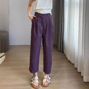 Quần Ống Đứng Cotton Harlan Cho Nữ Mùa Xuân Hè Chống Nhăn Quần Ống Đứng Dài Đến Mắt Cá Chân Cỡ Nhỏ Quần Thường Ngày