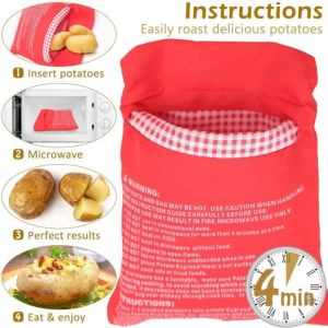 1/2/4Pcs Microwave Potato Cooker Bag Reusable Microwave Oven Quick Baking Cooking Bag for Potato Sweet Potato Corn Cooking Bag