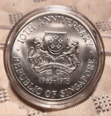 1975-1977 Vintage Singapore Ship $10 silver coins