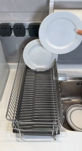 KEYN 304 Stainless Steel Dish Drying Rack With Knife Chopping Board Accessories Holder Dish Drainer Rack Plate Holder