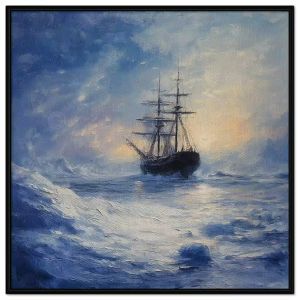 Tranh thuận buồm xuôi gió phong thủy đại cát cảnh bình minh mặt trời mọc trên biển.Tranh treo tường dán tường.CGI-1187