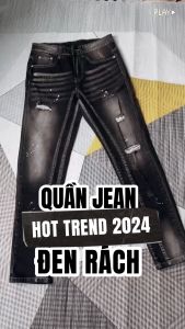 Quần bò jean nam dài ĐEN RÁCH phong cách độc đáo TREND 2024 chất jean co giãn tốt chuẩn form bền đẹp giá tốt