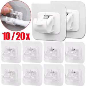 10/20Pcs Curtain Rod Bracket Holders / Self-adhesive Adjustable Wall Curtain Fixed Clip / Hanging Rack Hook / Bathroom Accessories