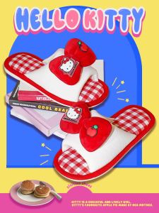 Hellokitty Cotton Vải Bông Vải Lanh Dép Xỏ Ngón Nữ Xuân Hè Dễ Thương Dép Đi Trong Nhà Mỏng Sọc Giày Đế Pvc Trẻ Trung Trong Nhà