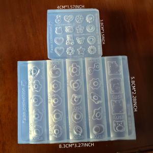 2PCS Nail Mold Combination Cartoon Cookies Fried Egg Toast Cute Bear 3D Silicone Nail Decoration Transparent Mold