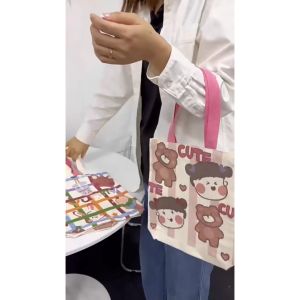 Túi xách vải canvas họa tiết hoạt hình phong cách Nhật Bản dễ thương cho nữ-HAUSE