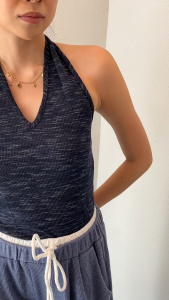 OFEYA - Margot Two tone Knit Poplin Pants - Celana Knit Oversize Wanita