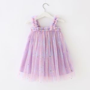 Summer Camisole Baby Dresses Sling Toddler Girls Mesh Skirt Sleeveless Rainbow Gauze Fluffy Skirt 0-6 Year Old