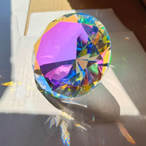 Modern Simple Glass Diamond Crystal Decorative Ornaments Rainbow Refraction Colorful Gemstone Gifts for Counter Bar Desktop Decoration