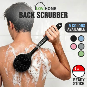 SG Silicone Back Scrubber with Long Handle - Double Sided Body Scrub Gentle Exfoliating Shower Bath Brush for Men Women