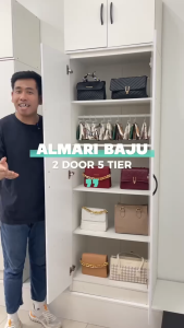 พร้อมส่ง !! 2/3 Door wardrobe closet wood ตู้เสื้อผ้า ตู้เสื้อผ้าไม้ ตู้   ตู้เก็บผ้า ตู้จัดเก็บ  ความสูง 170ซม