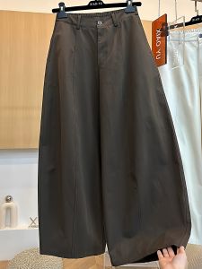 High-End Casual Pants Womens plus Size Pear Shape Body Slimming Knife Edge Pants Elastic Waist Straight Leg Trousers