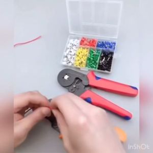 Set Skun Ferrules Insulated Terminal Block Connector 400 PCS With Tang Crimp Skun Crimping Pliers 0.25-6mm² - HSC8 6-6A Tang Crimper Kabel Listrik Crimp AWG23-7 0.25-10 mm² - HSC8 6-4A