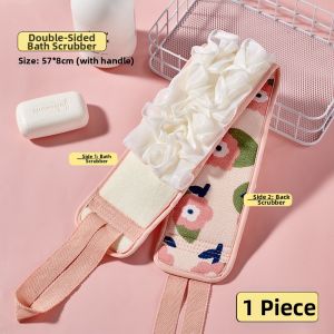 Double-sided Bath Towel with Loofah Strong Scrubbing Ladies