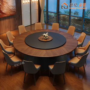 New Chinese Style Electric round Tabletop Rock Panel Hotel Dining Table 2 Meters 20 People Commercial And Household Table And Chairs