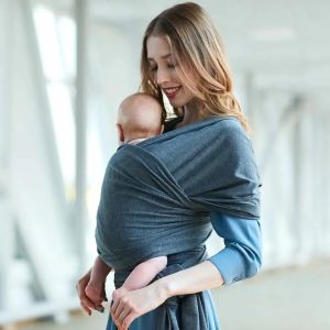 Cotton Baby Wrap Carrier Newborn to Toddler Stretchy Cotton Travel Baby Wrap Carrier Baby Sling 0-36 Months Portable Breathable