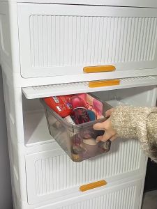 VISION Foldable Flip Storage Cabinet Home Storage Cabinet Snack Cabinet Multi Layer With Rollers Pengunci