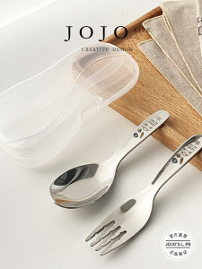 Thickened Short Handle Childrens Tableware Set Stainless Steel Fork Spoon by JOJOS L PD Suitable for Daily Gifts And Restaurant Use