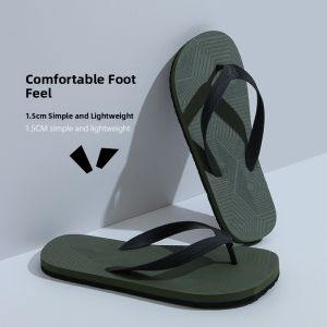 Simple Outdoor Mens Flip Flops Anti-Slip Summer 2025 New Trendy Beach Shoes PVC Fiber Upper Rubber Foam Sole Flat Heel