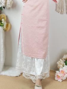 Milk Silk Cheongsam Underdress Half-length Anti-exposure Hanfu Maqun Base Skirt A-line Midi Polyester Blend Pure Color