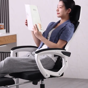 Breathable office net chair. Inclinable ergonomic chair. Home game chair. Telescopic foot rest.