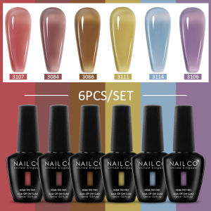 NAILCO 6Pcs/Lot Jelly Nude Pink Red Gel Nail Polish Kit Long Lasting Natural Color UV LED Semi-permant Varnish Hybrid Nail Art