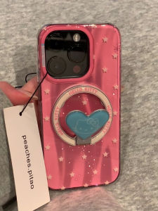 Rose Pink Foldable Magnetic Absorption Stand Compatible with Apple 16Promax New 15 14 Cute Cartoon Style TPU Protective Case