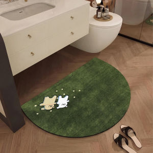 Cartoon Retro Shinchan Half-round Green Diatomaceous Earth Bath Mat