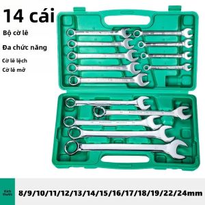 NiuXiang | Bộ Cờ Lê Thép Chrome Vanadium 14 Món Đa Năng Gồm Cờ Lê Mở Và Cờ Lê Miệng Kèm Hộp Đựng Nhỏ Gọn Dùng Cho Gia Công Kim Loại