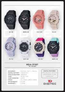 Jam Tangan Wanita Original Anti Air Digitec MDA 3119 Analog Digital Tali Karet
