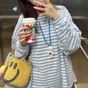 Handmade Hook Needle Smile Series Bucket Bag Color Block Cute Face Womens Handbag Korean Style Casual Daily Use Bucket Bag