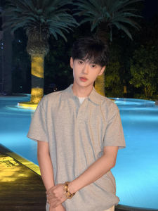 Light Grey Breathable Mens Polo Shirt Short Sleeve Summer Clean Shoulder American Style Half Sleeve T-Shirt Loose Fit Polyester Fiber