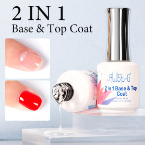 AWStorG 15ML 2 In 1 Base &Top Coat Gel Polish Soak Off UV LED Semi Permanent Function Top Base Coat Colors Nail Art Varnish