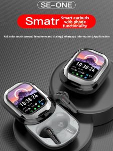 2025 New Ai Translation Bluetooth Earphones Full Color Touch Screen Wireless Long Battery Life Noise Reduction with Color Screen Touch