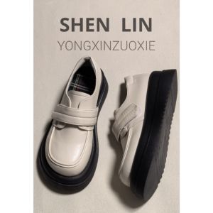 Black Thick Bottom Magic Tape Womens Loafers 2025 New Style Versatile British College JK Short Size Fashionable Flats