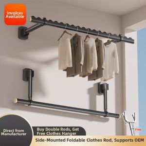 Foldable Side Mounting Wall Mounted Clothes Drying Rod