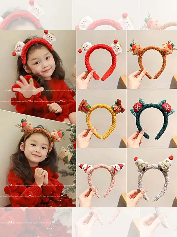 【VanHariacc】ของขวัญปาร์ตี้คริสต์มาส เครื่องประดับผมสําหรับเด็ก ผู้หญิง 2025 ลวดลายริบบิ้นน่ารักใหม่ ขนมหวาน เครื่องประดับผมรูปกวางสิงโต