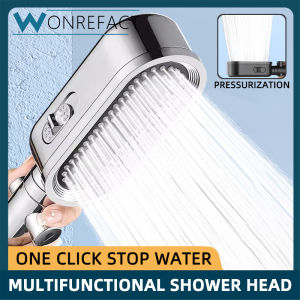 Bathroom Shower Head Set 4 In 1 Shower With Faucet 5 Speed Pressurized Shower Head With Hose Adjustable High Pressure Showerhead