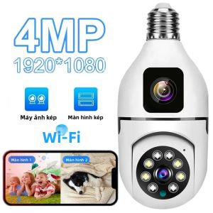 Camera Wifi E27 Hai Ống Kính Camera IP Không Dây Trong Nhà 4MP Có Tính Năng Theo Dõi Tự Động Phát Hiện Con Người PTZ Bảo Mật Để Giám Sát Tại Nhà