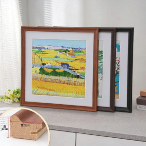 Square Wooden Picture Frame for Chinese Painting Calligraphy and Cross Stitch