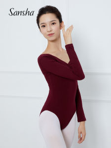 Sansha Adult V-Neck Dance Practice Jumpsuit Short Sleeve Backless Ballet Performance Costume Cotton Female Ballet Suit