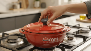 Hawkins Die-Cast Ceramic Mini Casserole 0.75L with Lid - Oven Safe Nonstick Cook and Serve Pot