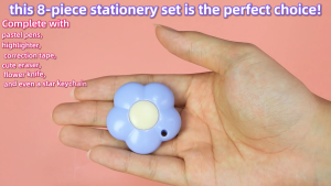 8-in-1 Back to School Stationery Gift Set - Ball Pens Keychain Eraser & More - Perfect for a Party Favor Back to School Gfit Study Use or Creative Minds (Purple/Pink)