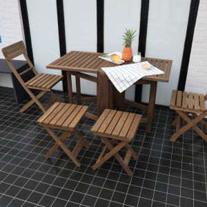 Economical Wooden Foldable Dining Table Outdoor Patio Corrosion Resistant Small Apartment Combination Home Use Double You