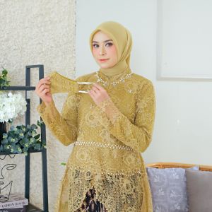 QAISAR Qiara Set Setelan Kebaya Pesta Brukat Payet Rok Plisket Qiara Set Kebaya Wisuda Kebaya Lamaran Kebaya Pernikahan Bridesmaid JN