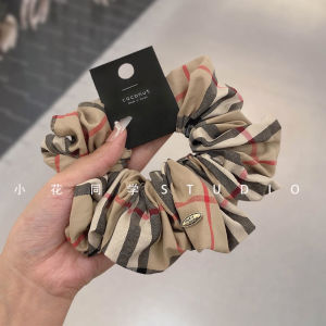 คลิปผมลายสก็อตผ้าฝ้ายแท้สีกรมท่า หมอนบุผ้าฝ้ายลายสก็อตสุดเก๋ ทรงคลาสสิก เครื่องประดับผมแฟชั่นสำหรับผู้หญิง