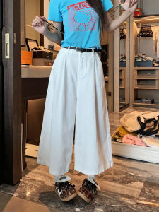 High Waist Wide Leg White Jeans Womens Loose Fit Nine Point Casual Straight Tube Jeans Autumn Small Size Slimming Large Cuff