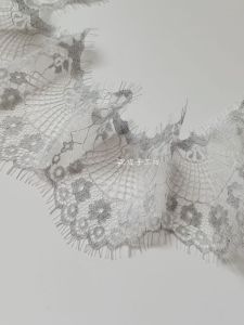 Silver Thread Lace Trim 300cm Wide 9cm Long Wave Eyelash Trim Retro Style for Underwear Nightgown Skirt Decoration