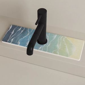 VIKAMA Modern Abstract Art Faucet Absorbent Pad Quick Drying Sink Splash Protection Pad Bathroom Kitchen Wave Home Decoration