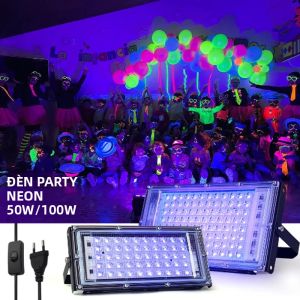Đèn LED UV 395nm 400nm 220V Đèn Sân Khấu Tia Cực Tím 50W 100W 150W Đèn Đen Chống Nước Cho Bữa Tiệc Vũ Trường Đèn Nền Sân Khấu